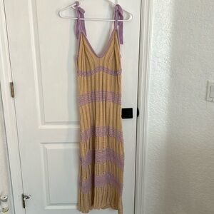 Atikshop Lavender + Cream Knit Maxi Dress